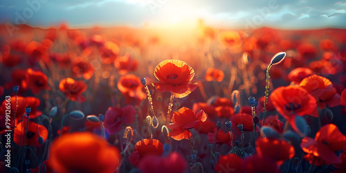 Poppy Field Sunset / Crimson Bloom 