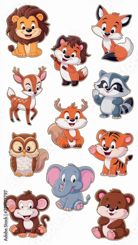 a collection of cartoon animals stickers including one of the ones with the other