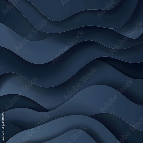 Abstract paper cut navy blue wavy background