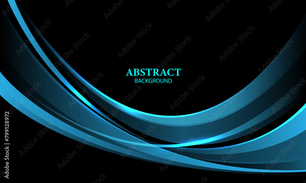 Obraz premium Abstract blue line curve overlap geometric on black blank space design modern luxury creative vector