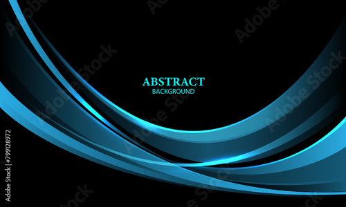 Abstract blue line curve overlap geometric on black blank space design modern luxury creative vector