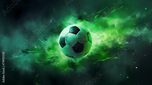 Soccer ball with green smoke © jiejie