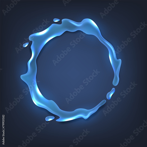 Glowing and Turbulent Blue Liquid, Vector Illustration
