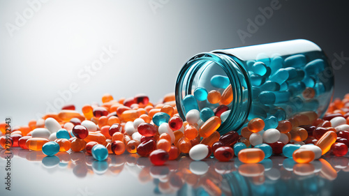 A captivating blend of shades, symbolizing the power of medicine. These colorful pills remind us that healing comes in all colors