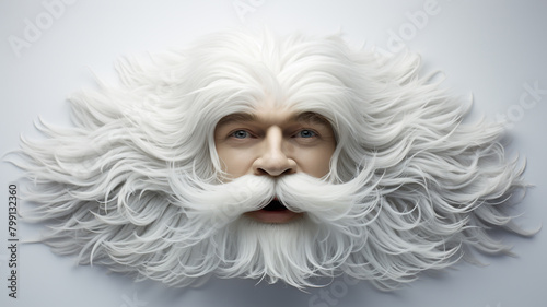 A classic touch of elegance with a Fu Manchu moustache against a pristine white background