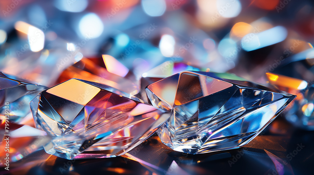 Brilliant Crystal Diamonds with Colorful Reflections Brilliant Crystal Diamonds with Colorful Reflections