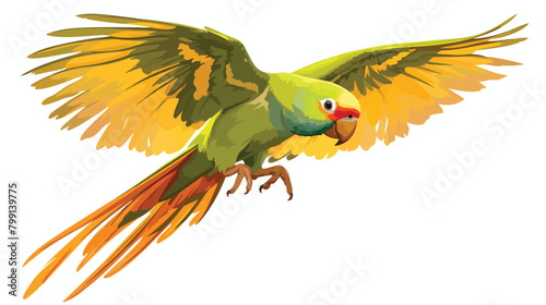 Ring-necked parrot flying. Tropical Indian ringneck photo