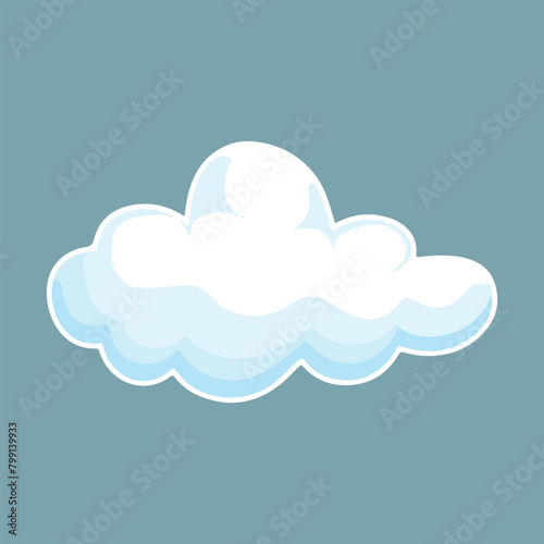 cartoon white clouds icon  isolated on blue background. Cloudscape in flat style. Blue sky cloud weather symbol. Vector illustration cloudy panorama
