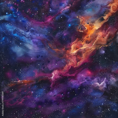 A vibrant watercolor galaxy filled with swirling nebulas and clusters of stars, perfect for a space themed design  © EC Tech 