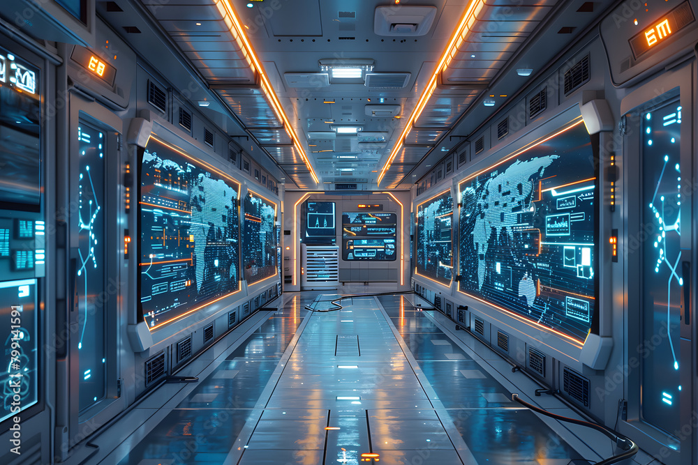Futuristic Hospital Room with Genetic Code Patterns and Technology