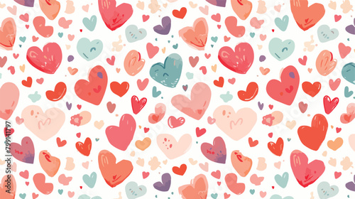 Romantic seamless pattern with cute stylized hand d