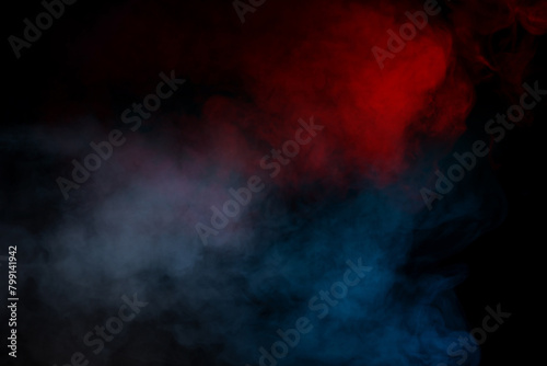 Blue and yellow steam on a black background.