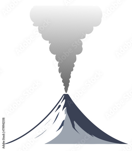 Volcano icon isolated on white