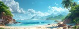 Serene Beach Scene with Wildlife, AI-Powered Robot Cleaned, Environmental Preservation