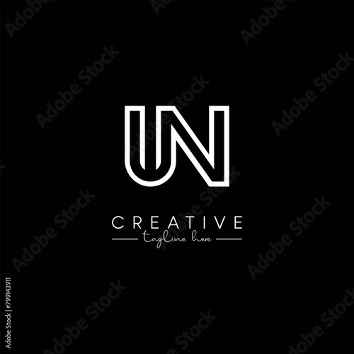 Creative Unique Letter UN NU Initial Based Stylish Line Logo Design Vector Template.