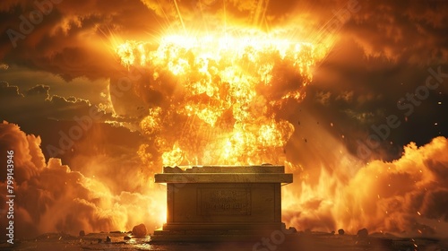 The Ark of the Covenant with nuclear explosion, the Ark as a radioactive secret weapon theory photo