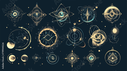 Sacred geometry symbols collection. hipster abstrac