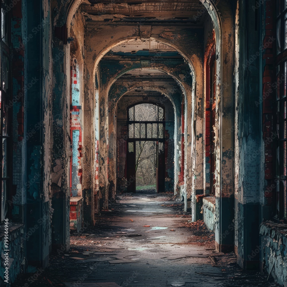 Infuse your urban exploration documentary with intrigue and emotion through a frontal view that showcases the hidden beauty of abandoned spaces  