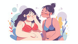 Sad woman with fat body. Plus-size person with obes
