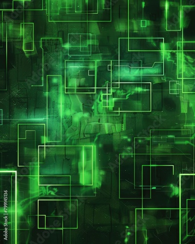 Abstract Green Background, Rectangles, Geometric Shapes