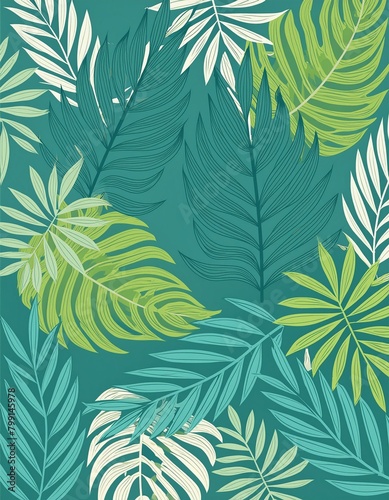 dessin papier peint de feuilles tropicales et dessin ia