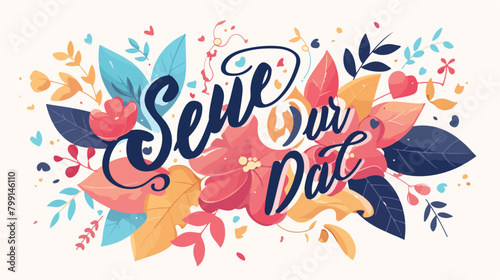 Save Our Date phrase or slogan written with cursive