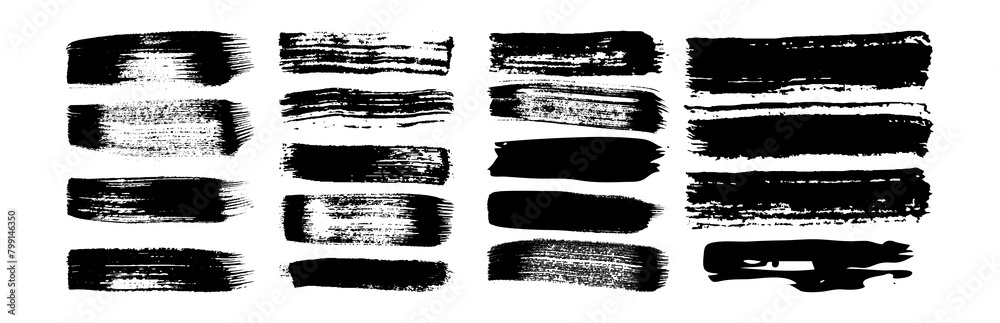 Set of black grunge brush strokes Set of black grunge brush strokes