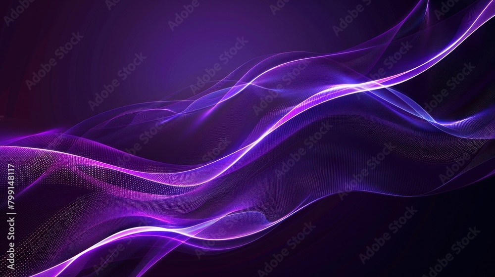 Fototapeta premium Background of flowing neon waves and shining blue shiny speed lines