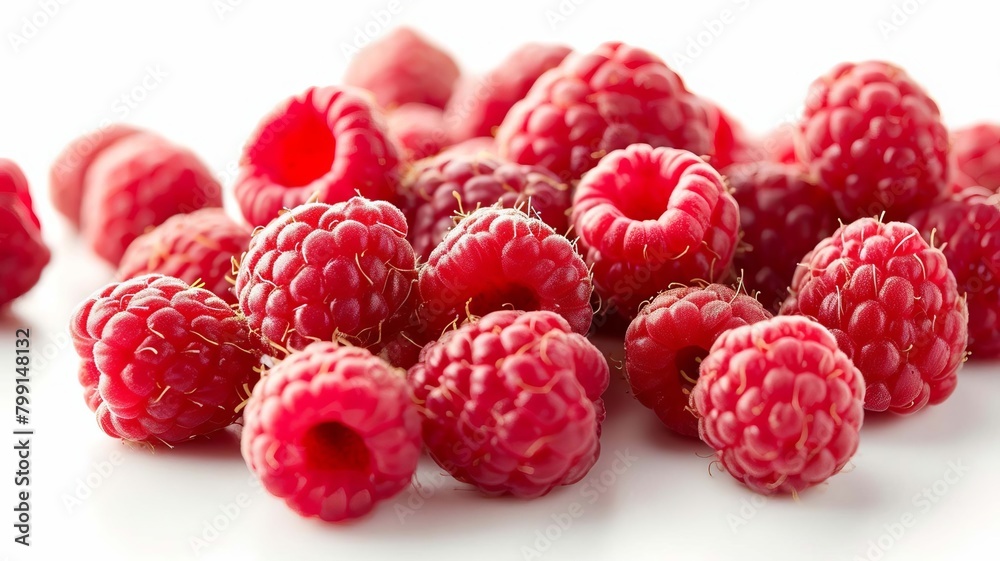 fresh raspberries isolated against background, Generative AI,