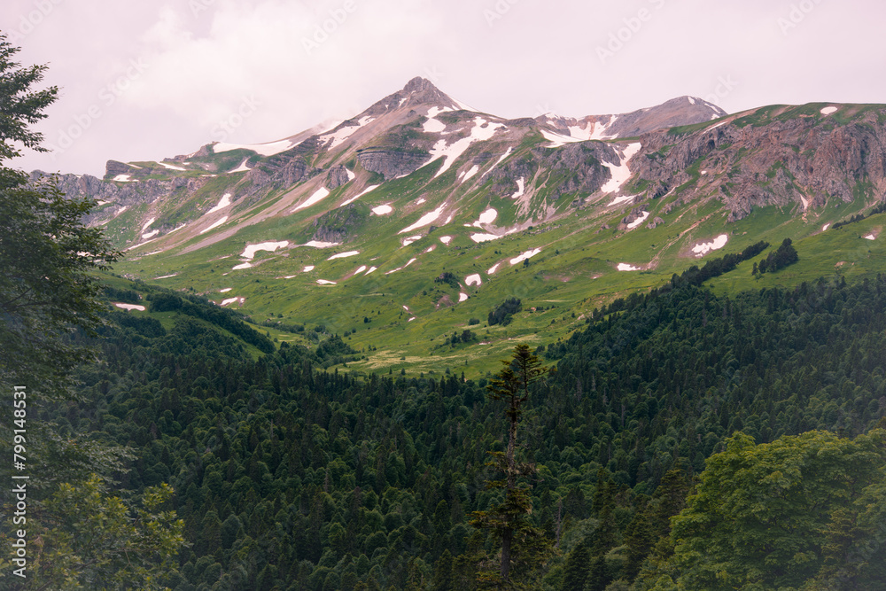 Fototapeta premium Beautiful mountain landscape in early spring.