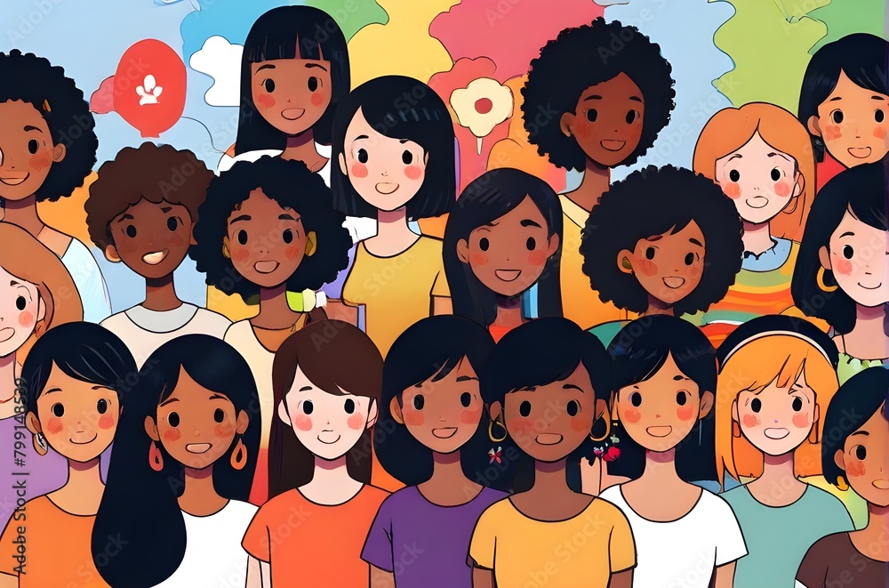 illustration of diversity, inclusion, equality and representation in multicultural and multiracial societies. Generative AI illustration of diversity, inclusion, equality and representation in multicultural and multiracial societies. Generative AI