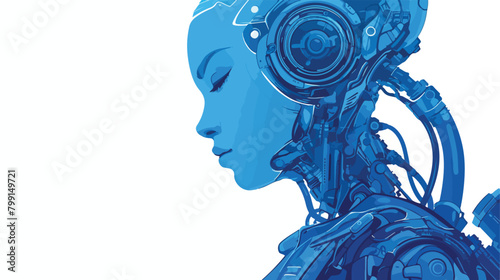 Schematic portrait of robot or android isolated on