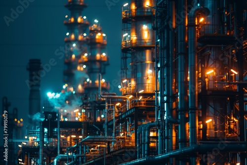 Oil refinery at night