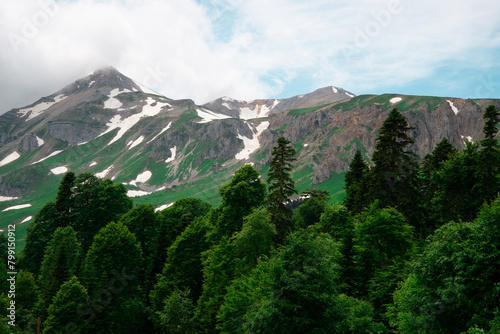 Beautiful mountain landscape in early spring.