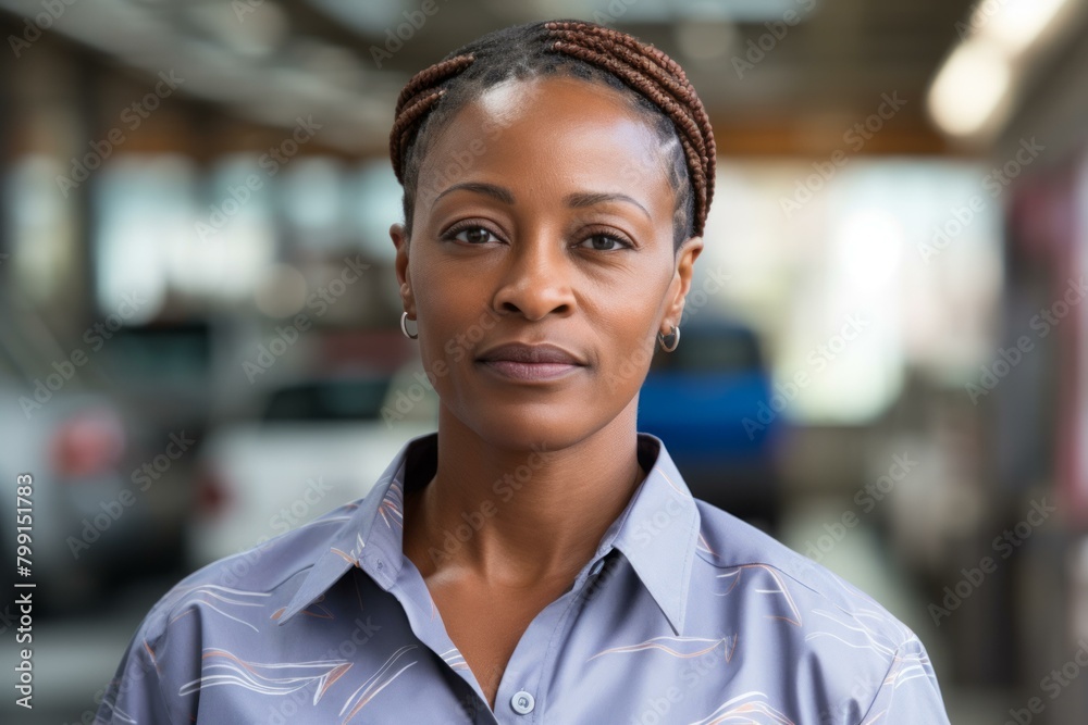 Fototapeta premium portrait of a black woman in a gray shirt