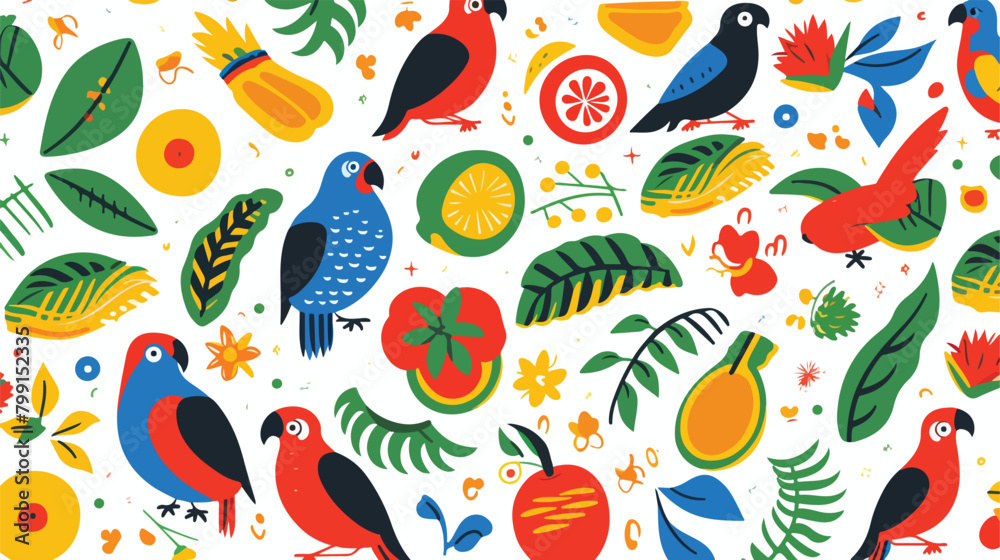 Seamless Brazilian pattern with cultural and natura