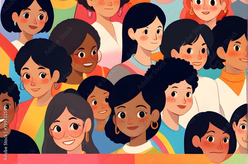 illustration of diversity, inclusion, equality and representation in multicultural and multiracial societies. Generative AI illustration of diversity, inclusion, equality and representation in multicultural and multiracial societies. Generative AI