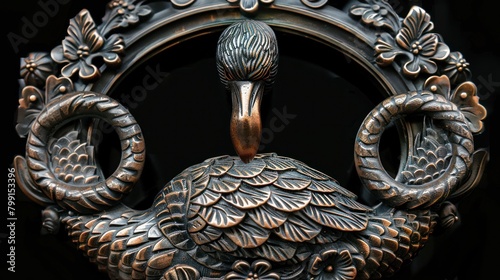 this unique brass door knocker crafted into the shape of a devoted flamingo photo
