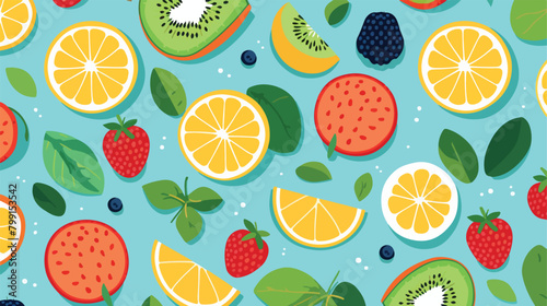 Seamless fruity pattern. Tropical background with s photo