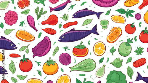 Seamless healthy food pattern. Background design wi