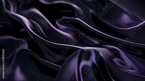 An abstract background with black and dark purple liquid flowing.
