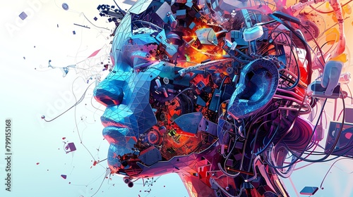 Immerse yourself in the fusion of art and technology Experience cubist robots in a digital realm