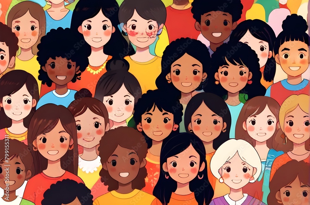 illustration of diversity, inclusion, equality and representation in multicultural and multiracial societies. Generative AI