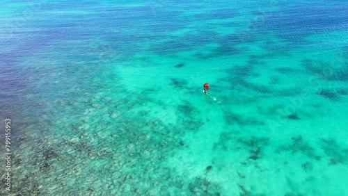 Following a wing foiler from above, in the sea of Santa Maria, Sal, Cape Verden
 photo