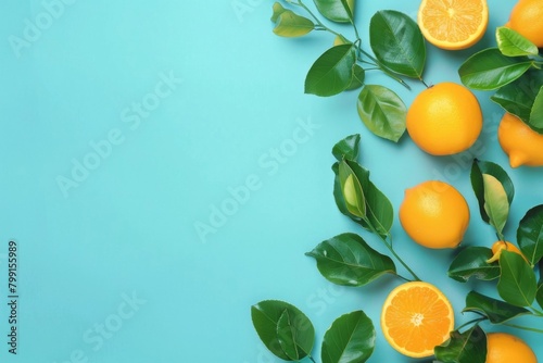 Colorful Array of Citrus Fruits on a Colored Background - Freshness, Healthy Eating, Summer Recipes