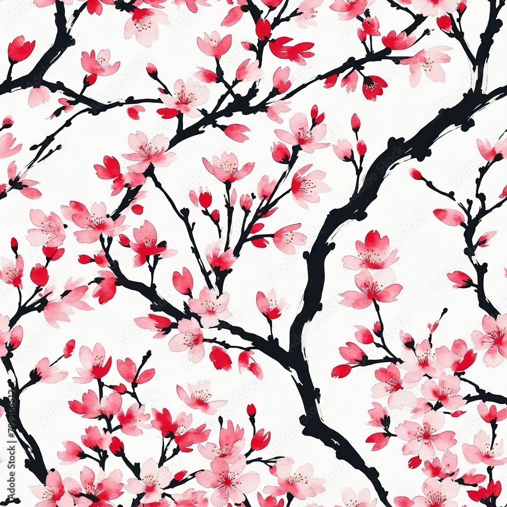Sakura Cherry Blossom Seamless Pattern Background Sakura Cherry Blossom Seamless Pattern Background
