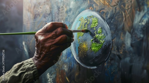 The Artist Crafting a World Map photo