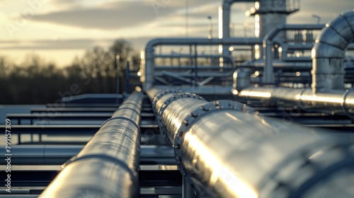 Steel pipeline and sky at manufacturer industrial