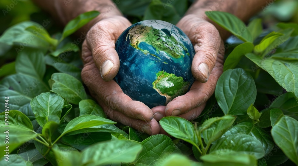 Hands cradling the Earth gently Hands cradling the Earth gently