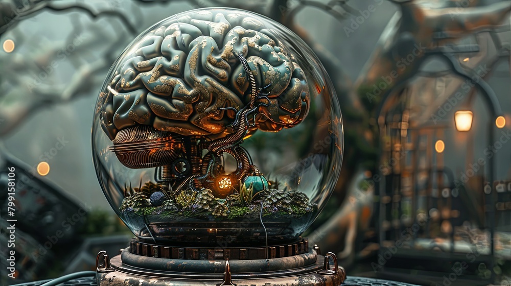 Obraz premium anatomically correct brain device with terrarium